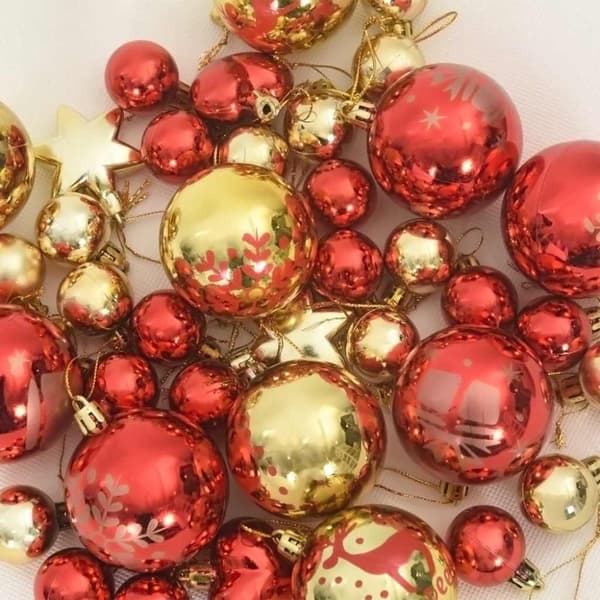 Julprydnad Set 40 pcs Guld och röd Plast