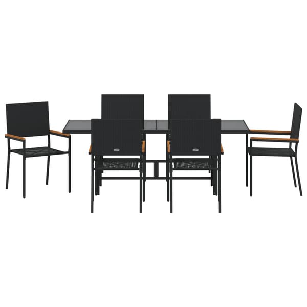 Trädgårdsmöbelset 7 pcs Svart konstrotting