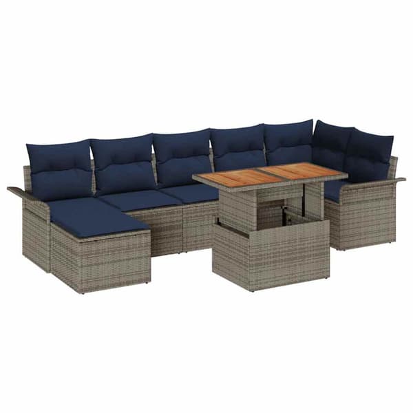 Trädgårdsoffset med lagring 8 pcs Grå Poly rattan