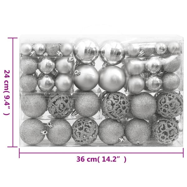 Julgranskulor 111 delar silver polystyren