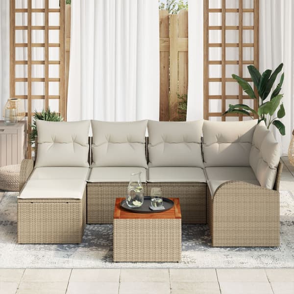 Trädgårdsoffset 7 st Beige konstrotting