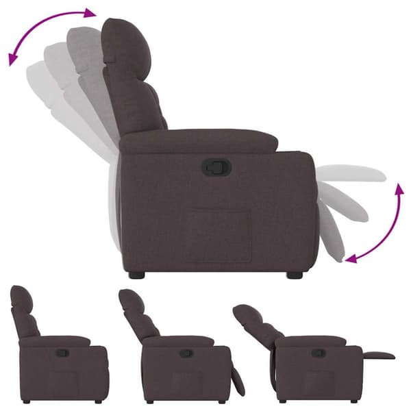 Reclinerfåtölj mörkbrun tyg