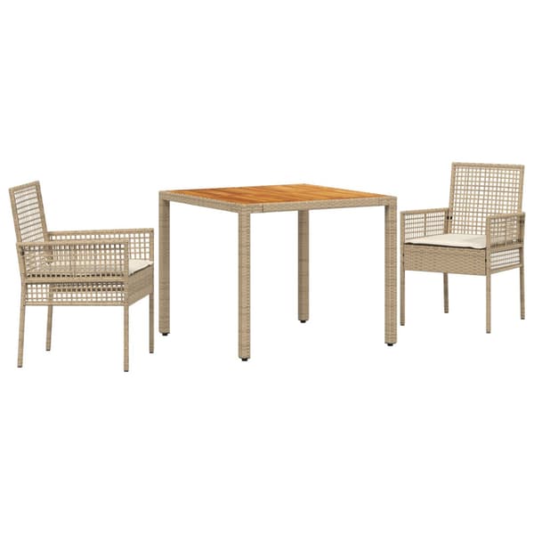 Trädgårdsmöbelset 3 pcs Beige konstrotting