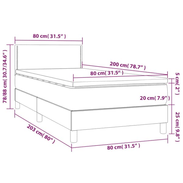 Ramsäng med madrass ljusgrå 80x200 cm sammet