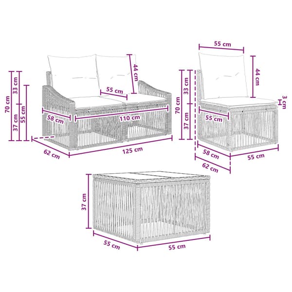 Trädgårdsoffset 8 pcs Beige konstrotting