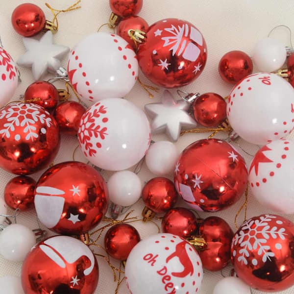 Julprydnad Set 40 pcs Röd och Vit Plast