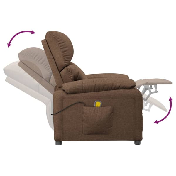 Massagefåtölj brun tyg