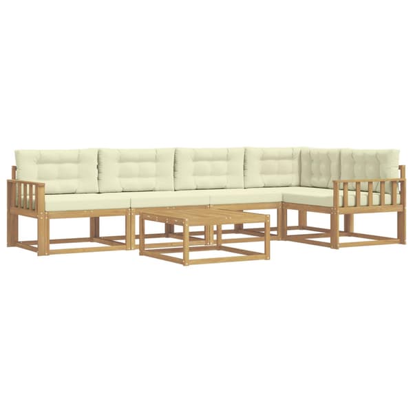 Utomhussoffset 6 pcs Vit och grädde 79 x 79 x 37 cm Polyester