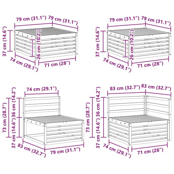 Utomhussoffset 7 pcs Naturlig