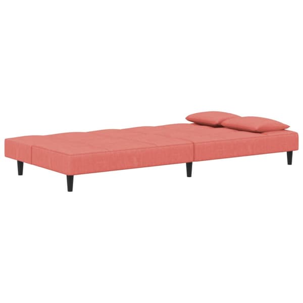 Bäddsoffa 2-sits med två kuddar rosa sammet