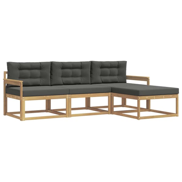 Utomhussoffset med kudde 4 pcs Vit och antracit Polyester
