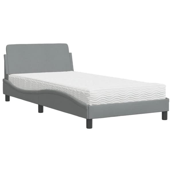 Bed with Mattress "Dover" Light Grey 100x200 cm Fabric