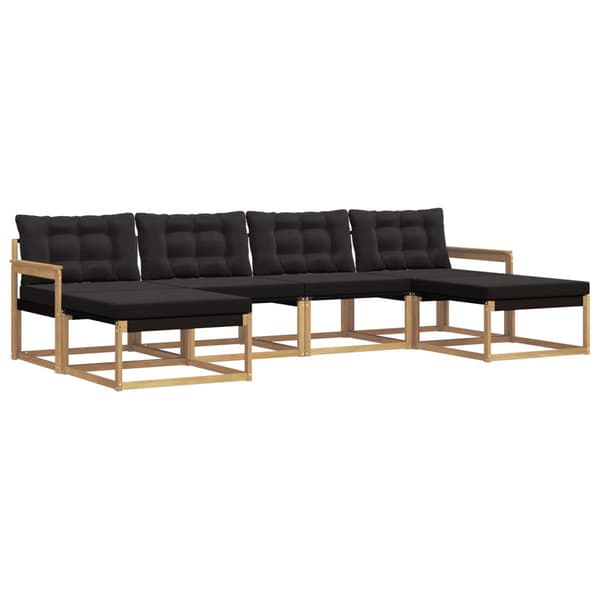 Utomhussoffset med kudde 6 pcs Vit och svart