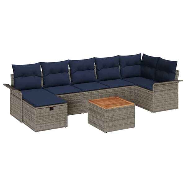 Trädgårdsoffset med kudde med lagring 8 pcs Grå Poly rattan