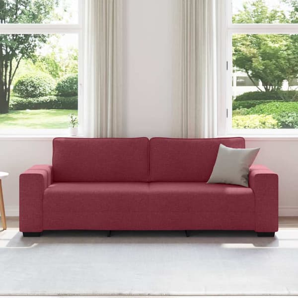 3-sitssoffa vinröd 220x77x82 cm tyg