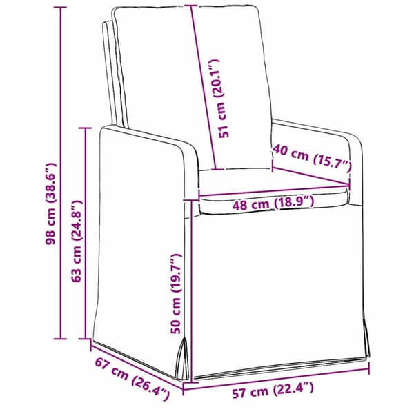 Matstolar 2 pcs Mörkgrå 57 x 67 x 98 cm Linne
