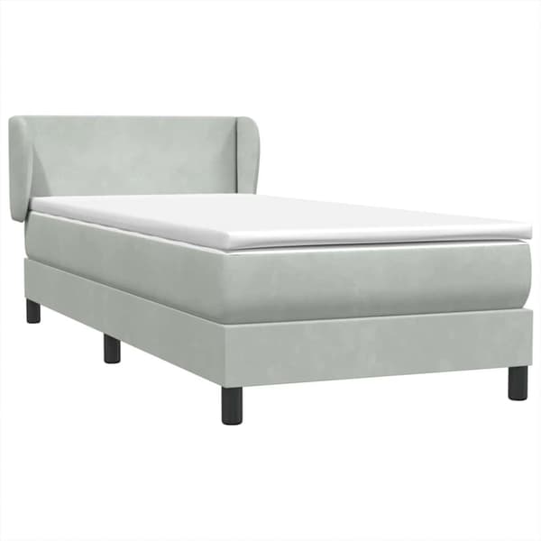 Ramsäng med madrass ljusgrå 80x220 cm sammet