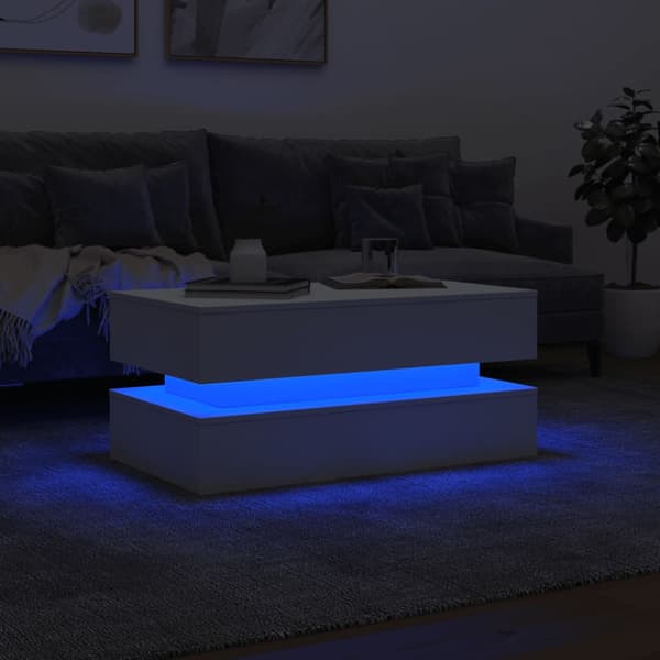 Soffbord med LED vit 90x50x40 cm