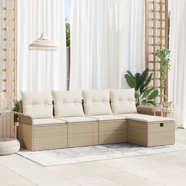 Trädgårdsoffset 5 st Beige och gräddfärgad konstrotting