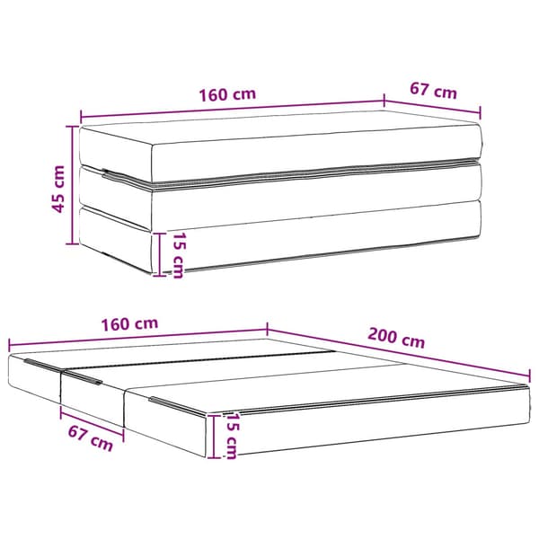 Fällbar Soffbed 160 x 67 x 45 cm Rosa