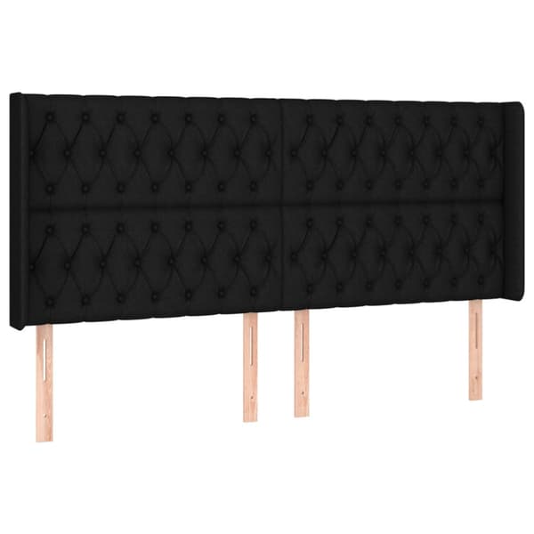 Ramsäng med madrass & LED svart 180x200 cm tyg