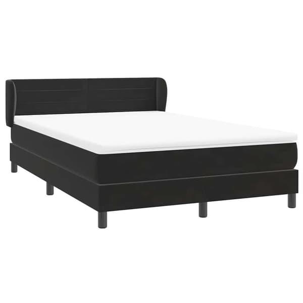 Ramsäng med madrass svart 160x210 cm sammet
