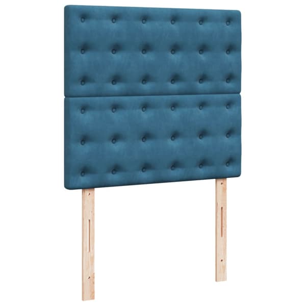 Ramsäng med madrass blå 90x200 cm sammet