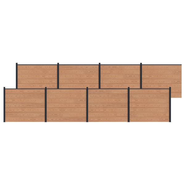 Stängselpanel 8 pcs WPC och aluminium Brun