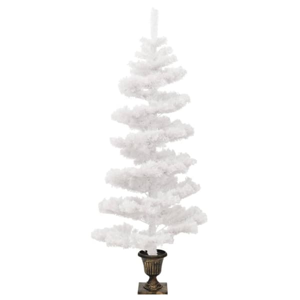 Belyst plastgran med kruka vit 120 cm PVC
