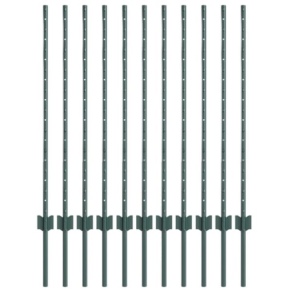 Stängselstolpe 11 pcs Grön 100 cm Stål