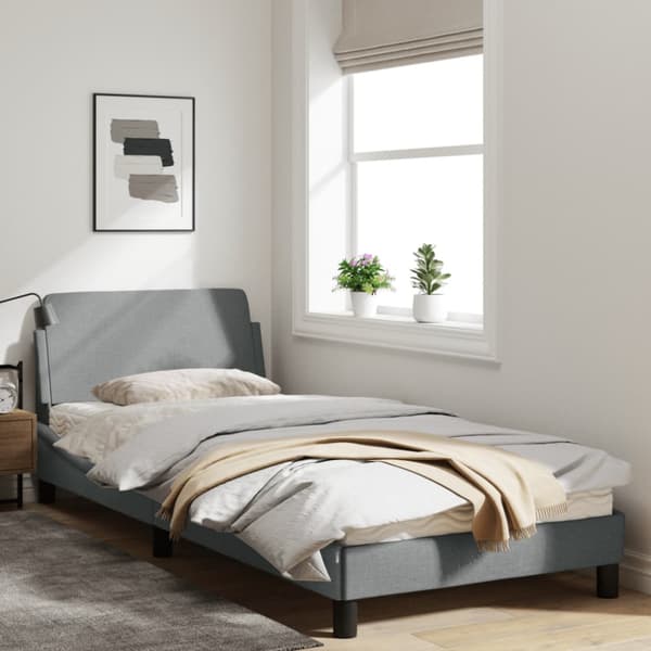 Bed Frame "Dover" Light Grey 90x200 cm Fabric