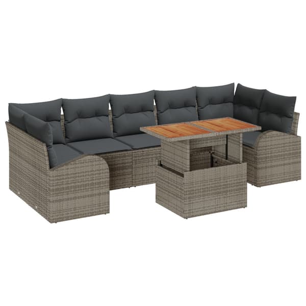 Trädgårdsoffset med lagring 8 pcs Grå Poly rattan