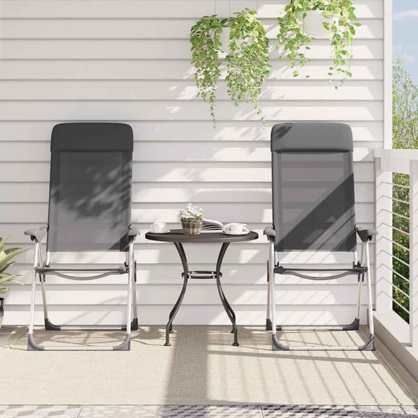 Hopfällbara campingstolar 2 st aluminium grå
