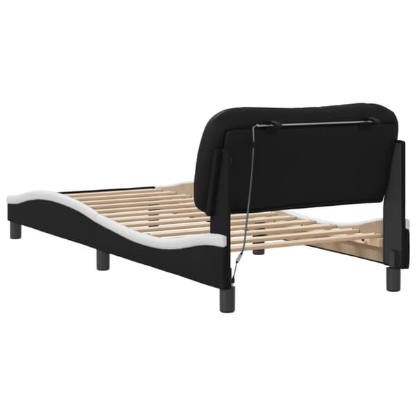Bed Frame with LED without Mattress "Hvar" Black and White 80x200 cm