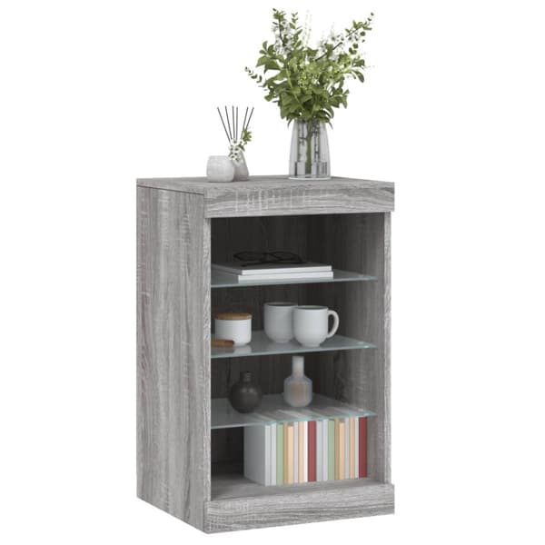 Skänk med LED-belysning grå sonoma 41x37x67 cm