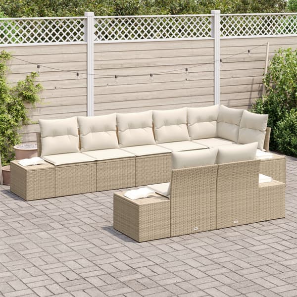 Trädgårdsoffset 8 pcs Beige och gräddfärgad Poly rattan