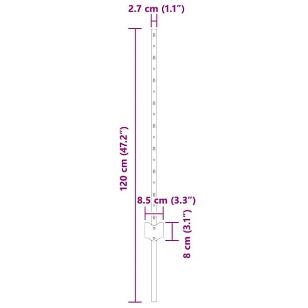 Stängselstolpe 5 pcs Silver 80 cm Stål