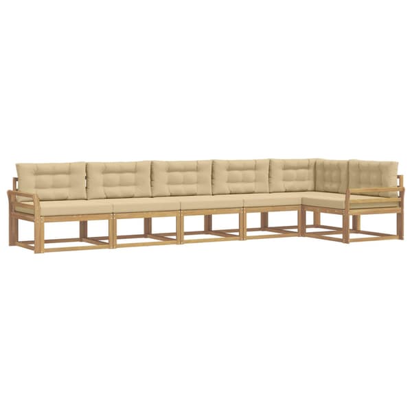 Utomhussoffset med kudde 4 pcs Vit och Beige Polyester