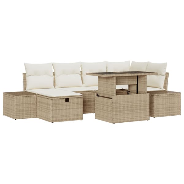 Trädgårdsoffset 7 pcs Beige konstrotting