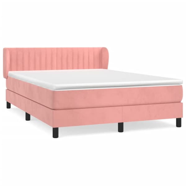 Ramsäng med madrass rosa 140x190 cm sammet