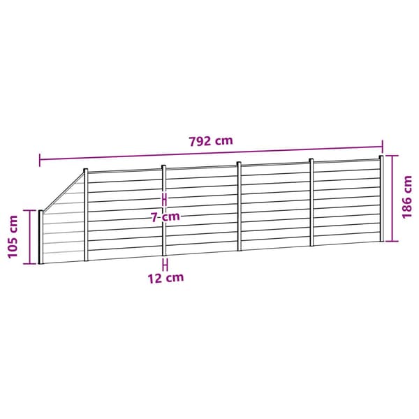 Stängselpanel 5 pcs WPC och aluminium Brun