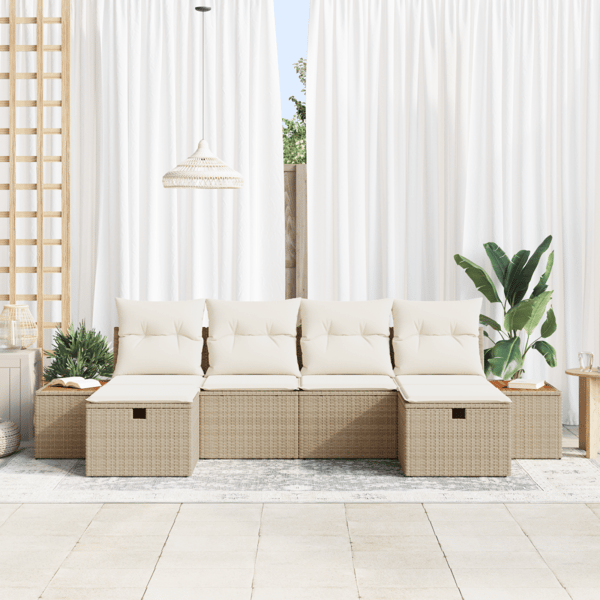 Trädgårdsoffset 6 st Beige konstrotting