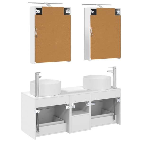 Badrumsmöbelset 5 pcs Vit Konstruerat trä och glas