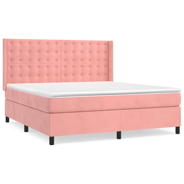 Ramsäng med madrass rosa 180x200 cm sammet