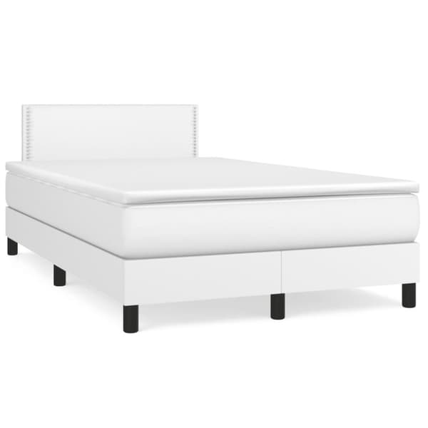 Ramsäng med madrass vit 120x190 cm konstläder