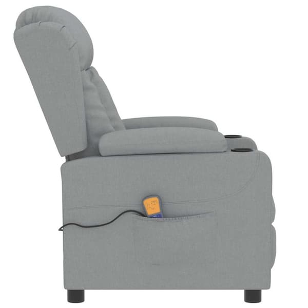 Massagefåtölj ljusgrå tyg