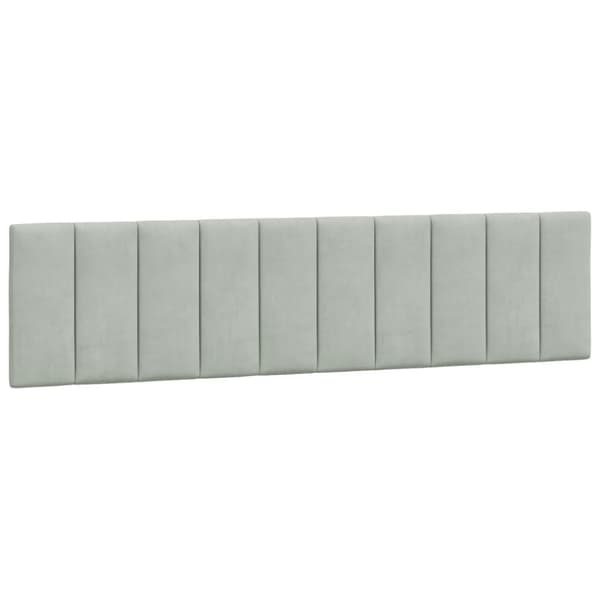 Headboard Cushion "Hanko" Light Grey 200 cm Velvet