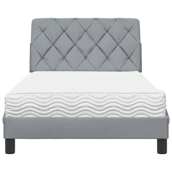 Bed with Mattress Light Grey 100x200 cm Fabric