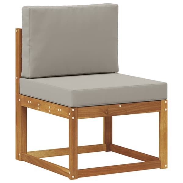 Utomhussoffset med kudde 6 pcs Naturlig och ljusgrå Polyester