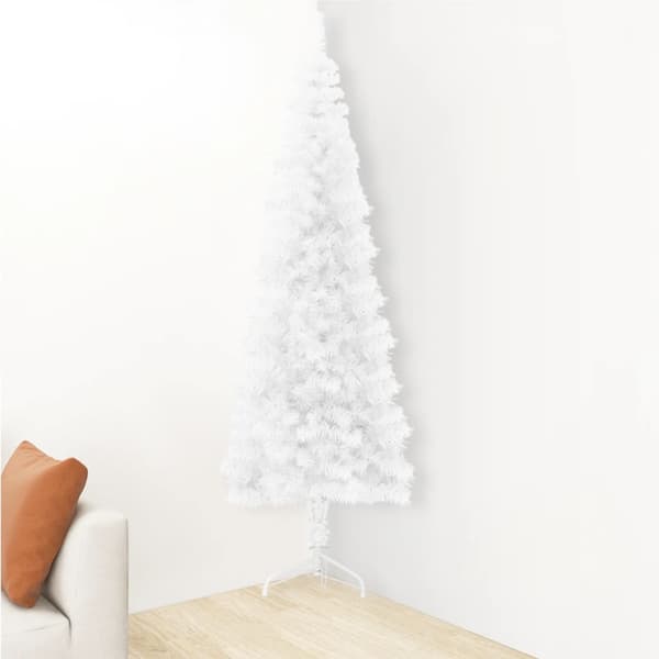 Smal halv plastgran med stativ vit 120 cm